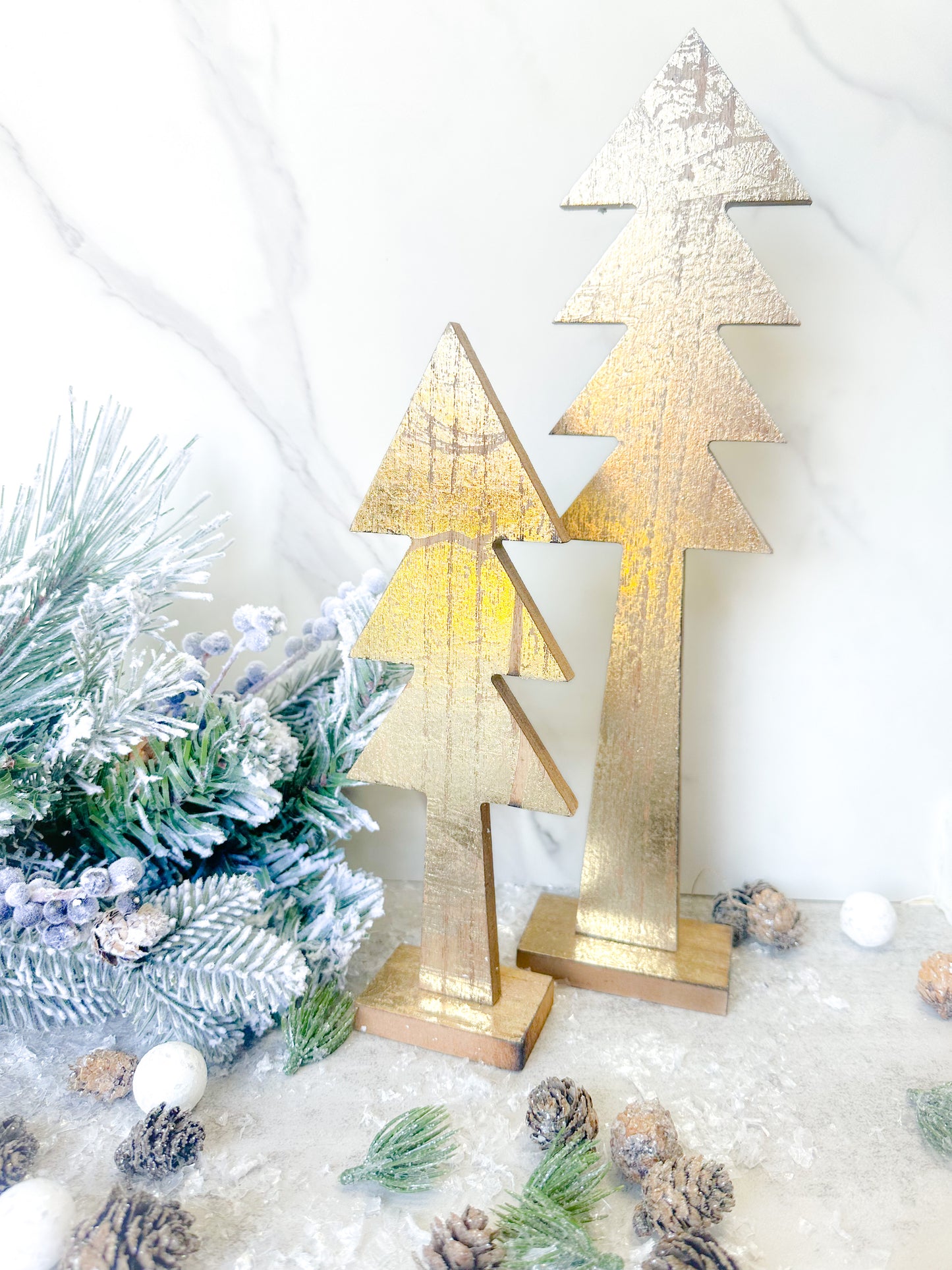 Gold Leaf Standing Trees - Set of 2