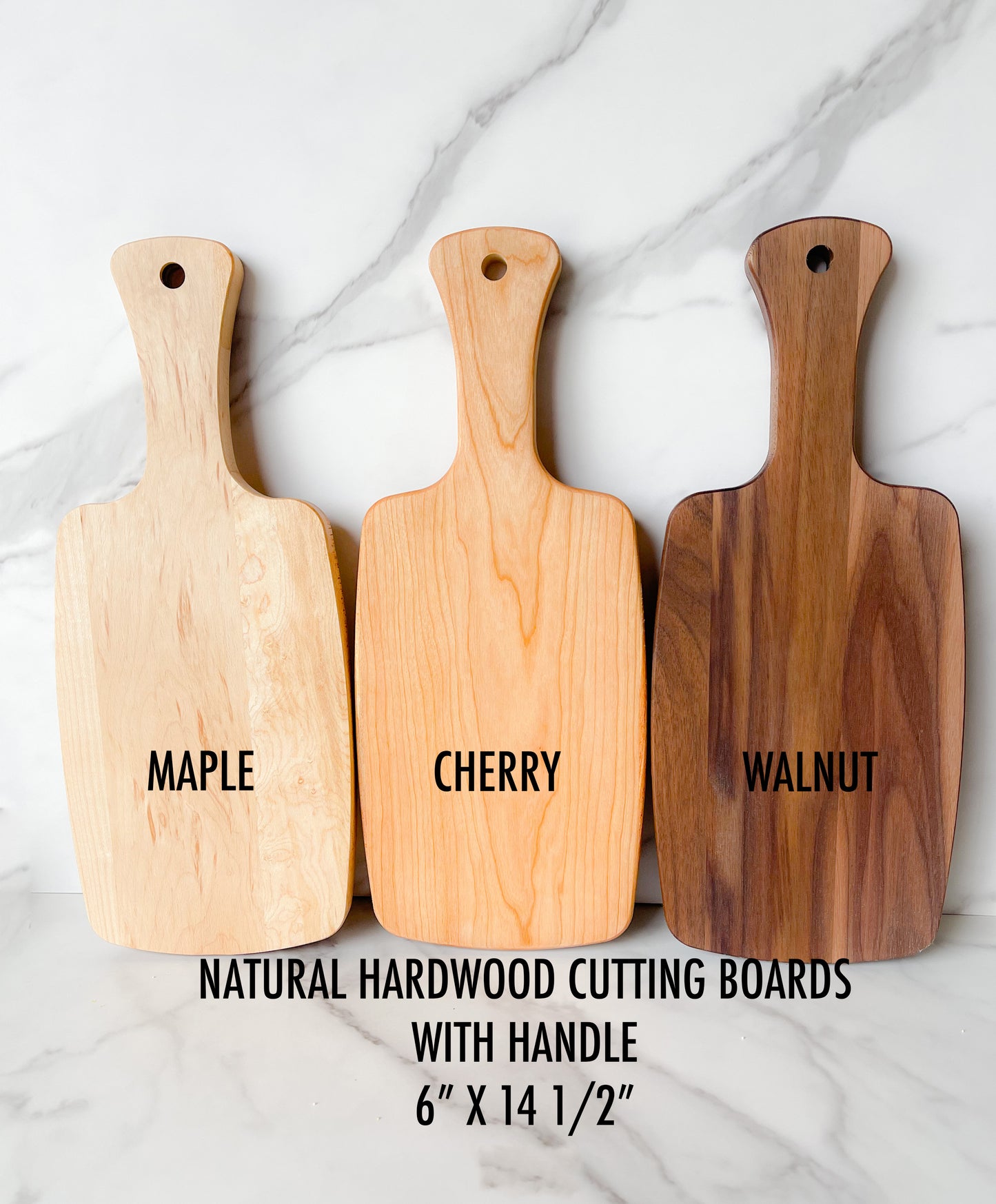 Handwritten Recipe Cutting Board - Small hardwood board with handle